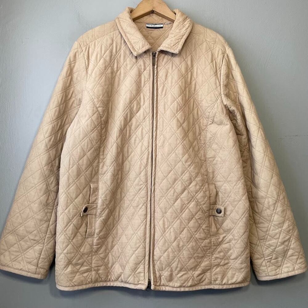 Quilted Corduroy Chore Coat Plus Size 1X Tan Barn Country Minimalist Cabincore
